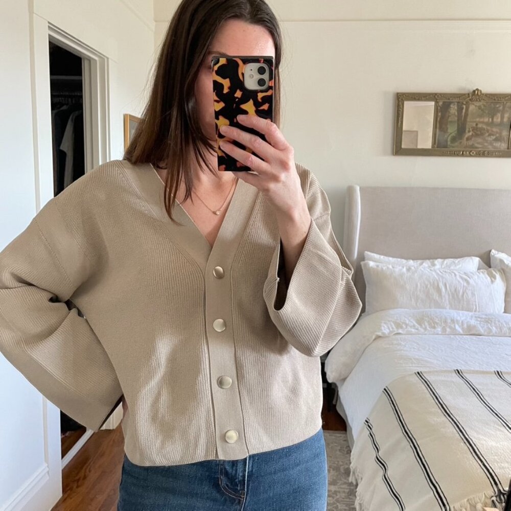 H&M Silky Knit Cardigan Silver Buttons